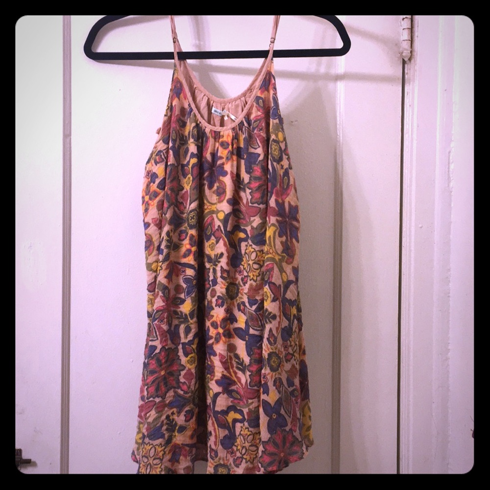 Floral print low dress pink straps kimchii blue